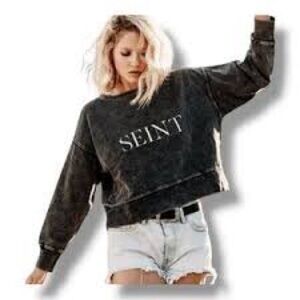 SEINT Oversized Washed Black Sweatshirt